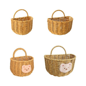 Rattan Look Cosmetic Storage Basket Kitchen Garlics Holder for Home and Travel