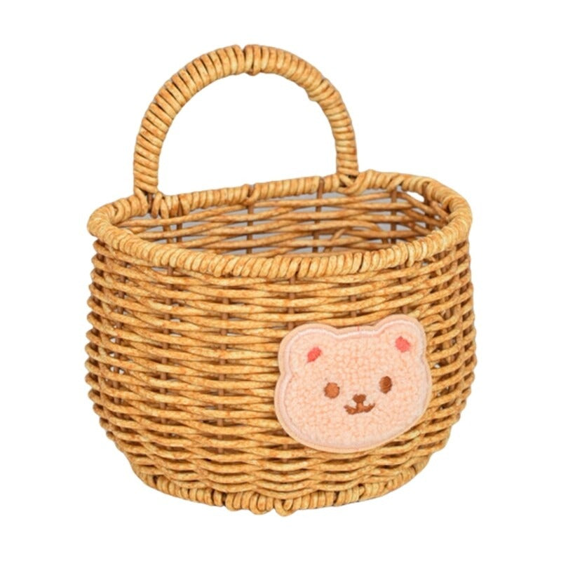 Rattan Look Cosmetic Storage Basket Kitchen Garlics Holder for Home and Travel